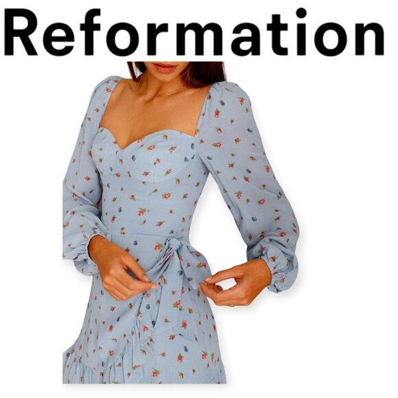Reformation Cammi XS Sweetheart Long Sleeve Dress - Picture 1 of 16